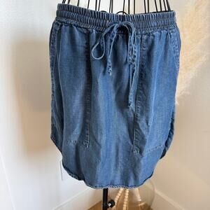 Anthropologie Cloth & Stone Dark Chambray Drawstring Waistband Mini Skirt Small